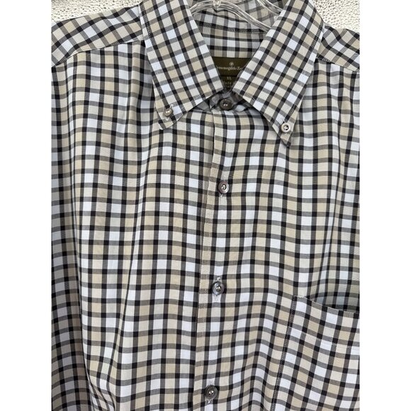 Ermenegildo Zegna Mens Button-Down Checkered Dress Shirt Plaid Pattern Size XL - Picture 5 of 10